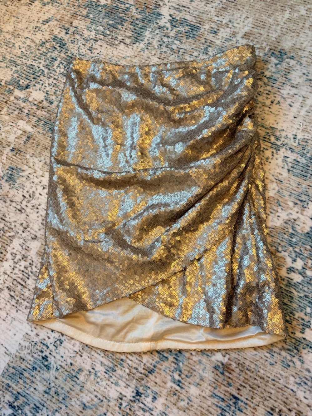 Gold Sequin Draped Mini Skirt - Women's Party Skirt